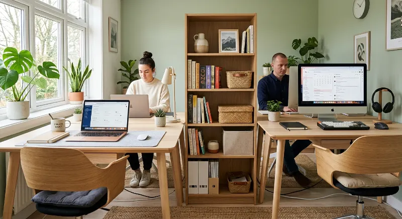 Place Both Desks Along One Wall