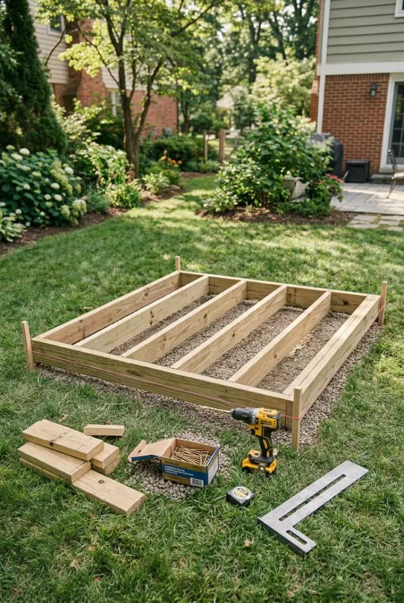 DIY wooden playhouse floor frame