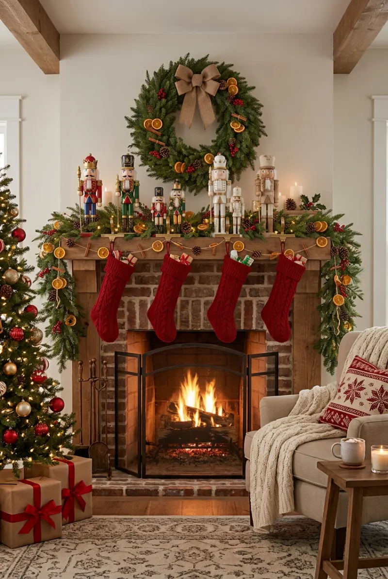 Cheerful Nutcracker Mantel