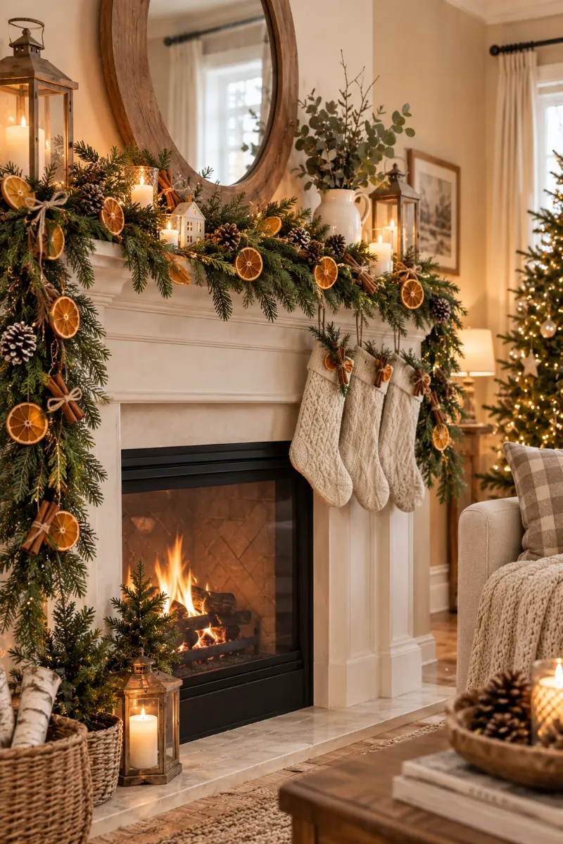 Dried Orange and Cinnamon Mantel