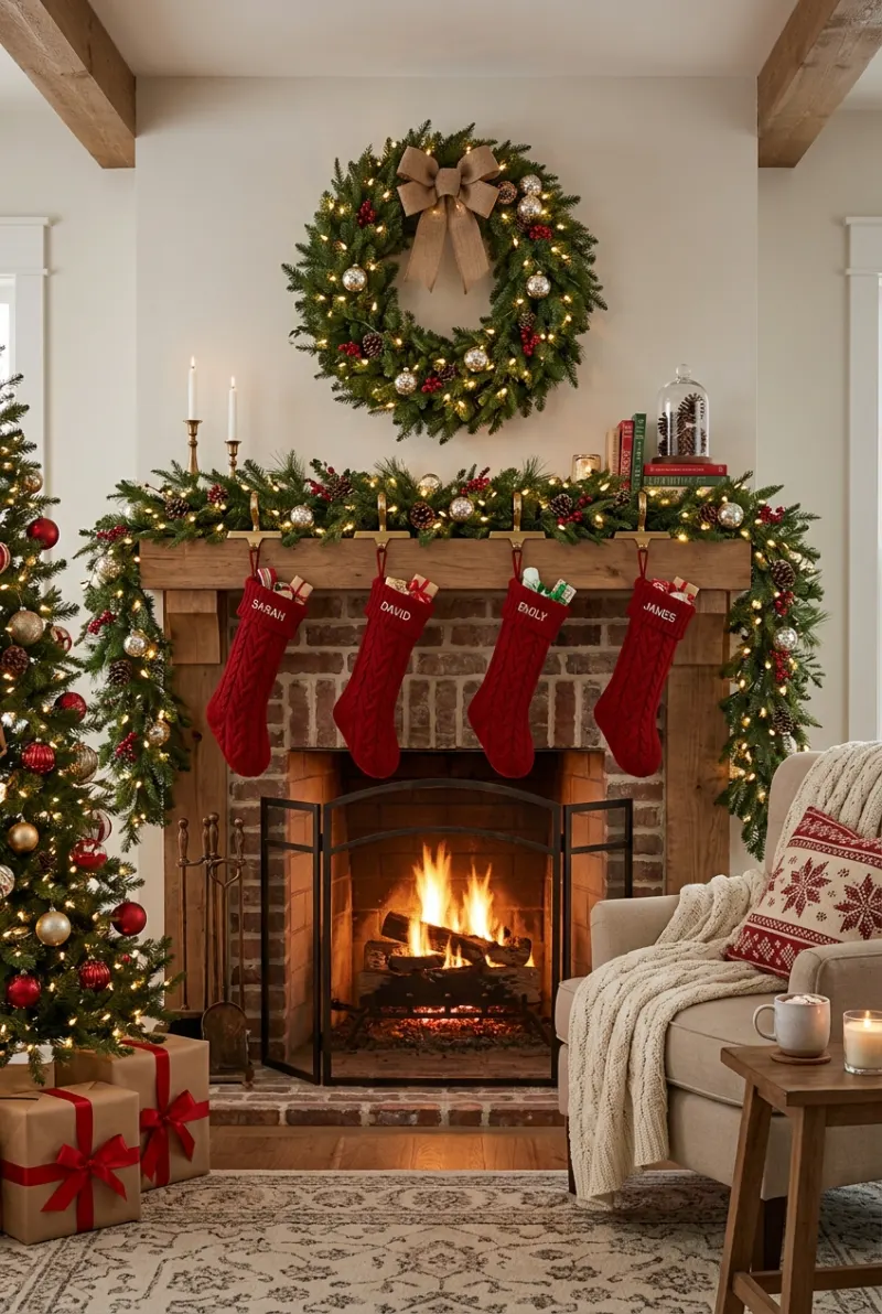 Traditional Greenery With Cozy Stockings
