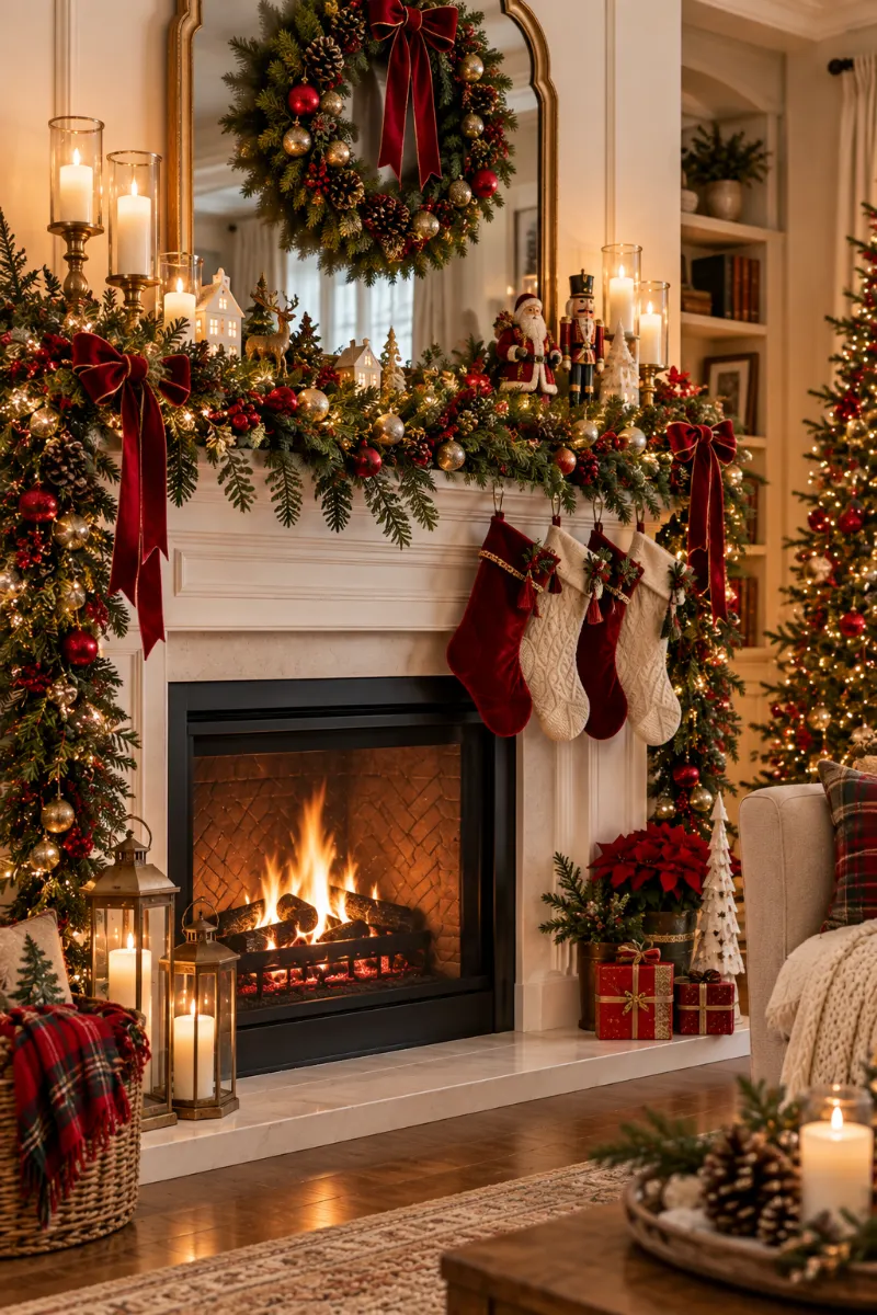 Festive Christmas Mantel