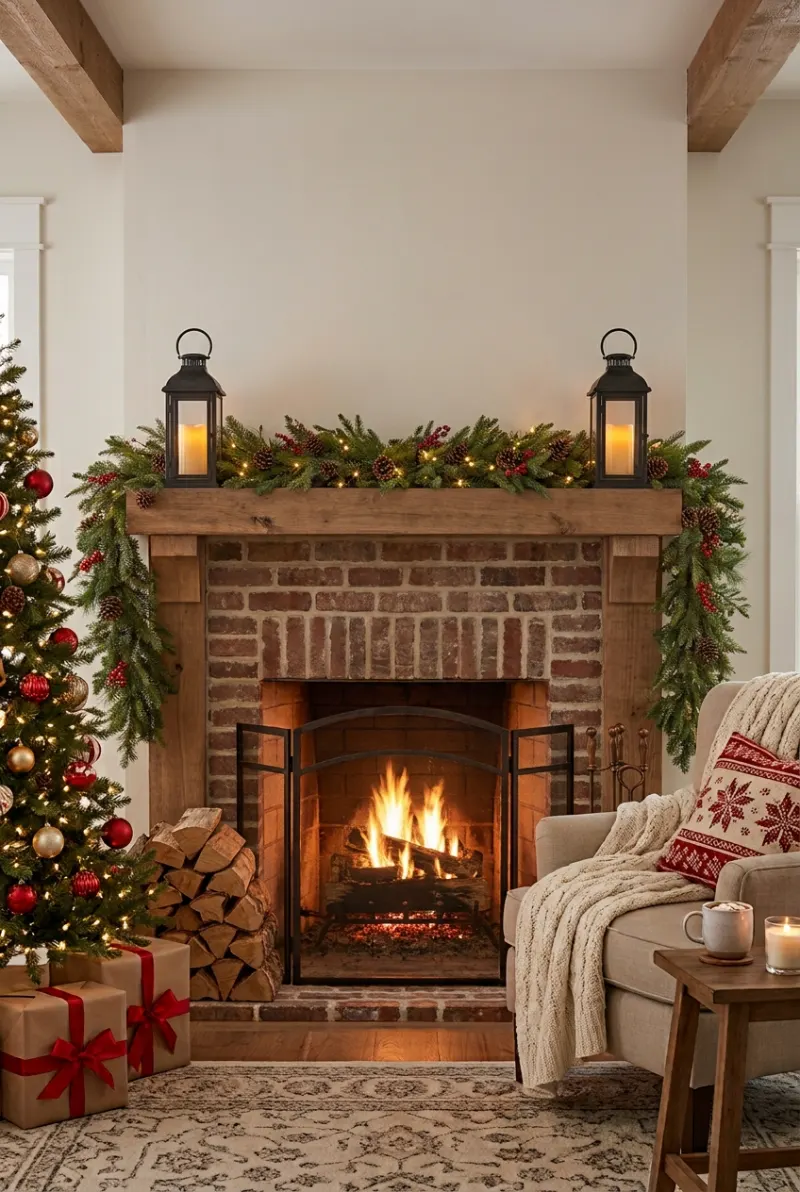 Logs and Lanterns for a Rustic Look