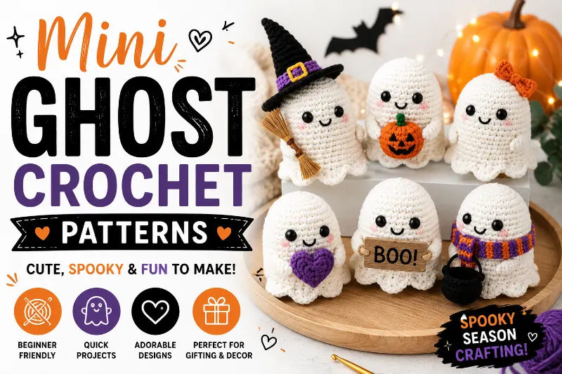 4 Mini Ghost Crochet Patterns for Cute Halloween Decor