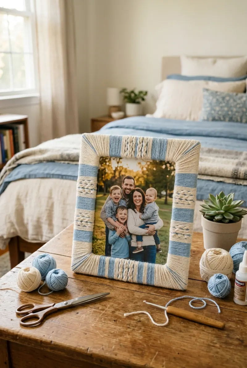 Yarn Wrapped Photo Frame